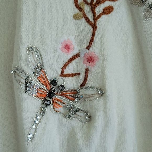 Blumarine Cream Sweater with Pink Floral Design - Picture 2 of 12